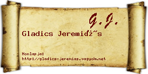 Gladics Jeremiás névjegykártya